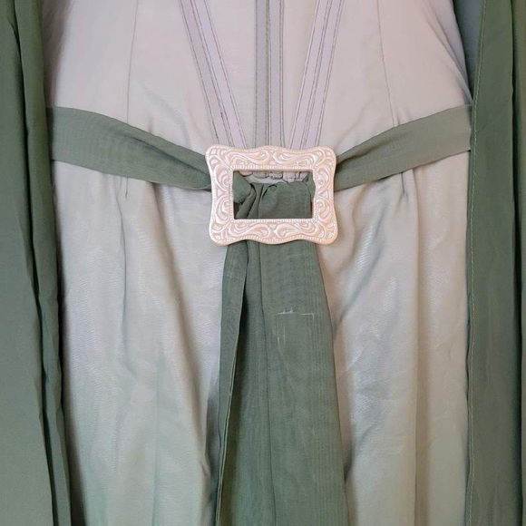 Fantasy Elves Victorian Prom Dress Wrap Cape Green Long Gown Lace Sequin Corset - Picture 8 of 15